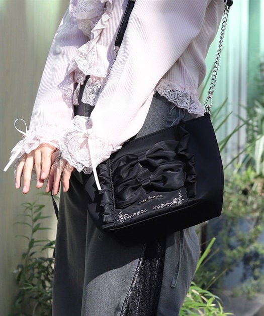 撥水ナイロンリボンショルダー(黒-F)