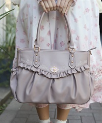 ローズ刺繍フリルＡ４トート(ピンク-F)