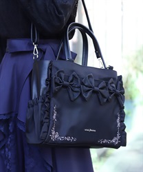 撥水ナイロン連リボントート(黒-F)