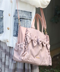 撥水ナイロン連リボントート(ピンク-F)