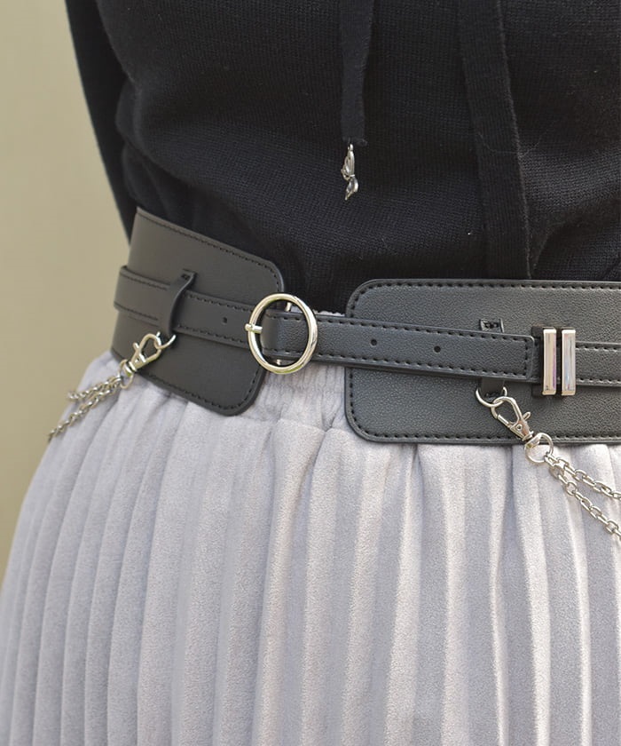 チェーン付き太幅合皮ベルト | axes femme | axes femme online shop