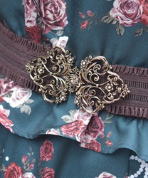 花装飾クラシカルゴムベルト(茶-F)