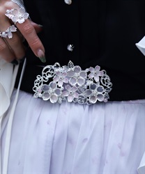 桜モチーフゴムベルト(シルバー-F)