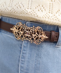 蝶モチーフバックル合皮ベルト(ゴールド-F)