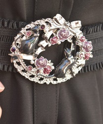 ローズ×リボンねこベルト(シルバー-F)