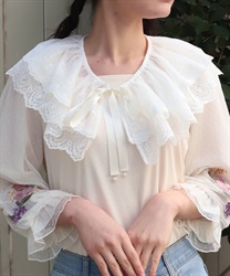 フラワーチュールレース付け襟(生成り-F)