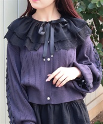 フラワーチュールレース付け襟(黒-F)