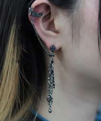 ロゴチャーム２ｗａｙピアス(黒-F)