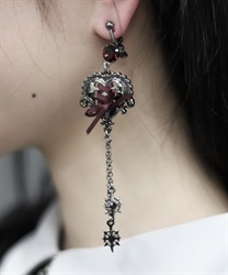 ２ＷＡＹレースアップピアス【2点10%OFF対象商品】(黒-F)