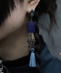 麻雀牌２ｗａｙピアス(黒-F)