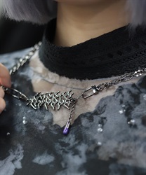 ロゴチャームネックレス(黒-F)