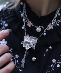 桜モチーフネックレス(シルバー-F)