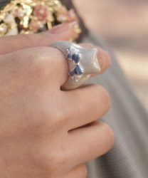 おめかしリボンねこリング(グレー-F)