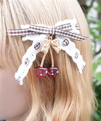 チェリーリボンヘアクリップ(茶-F)
