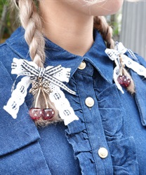 チェリーリボンヘアクリップ(黒-F)