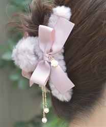 リボン×ファーヘアクリップ【WEB先行販売】(ラベンダー-F)