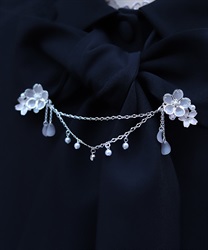 桜モチーフ襟クリップ＆イヤリング(シルバー-F)