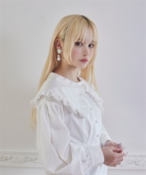 ドロップハートピアス(白-F)
