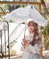 Chalmiere × Apleberuteコラボアンブレラ エアリー・ブルーム(白-F)