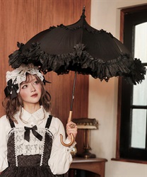 Chalmiere × Apleberuteコラボアンブレラ エアリー・ブルーム(黒-F)