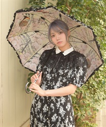 音楽柄晴雨兼用パゴダ傘【予約】(生成り-F)