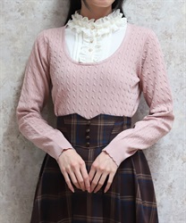 ブロッキングニットプルオーバー(ピンク-F)