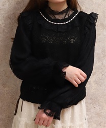 レース編みニット【期間限定価格】(黒-F)