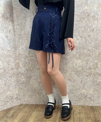 レースアップショートパンツ(紺-M)