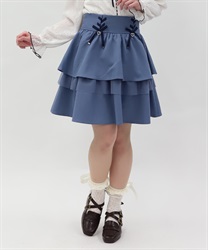 リボン付きティアードスカパン(ブルー-M)