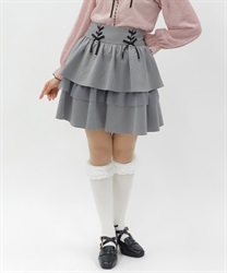 リボン付きティアードスカパン(グレー-M)