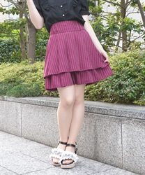 ハイウエストプリーツスカパン(赤-M)