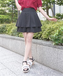 ハイウエストプリーツスカパン(黒-M)
