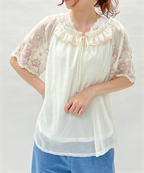 花刺繍2WAYシフォンブラウス | outlet | axes femme online shop 花刺繍2WAYシフォンブラウス | outlet | axes femme online shop