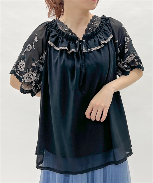 花刺繍2WAYシフォンブラウス | outlet | axes femme online shop 花刺繍2WAYシフォンブラウス | outlet | axes femme online shop