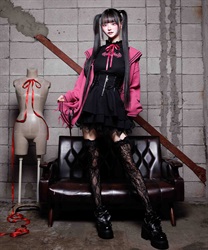 クロスチャームフリルミニスカート(黒-M)