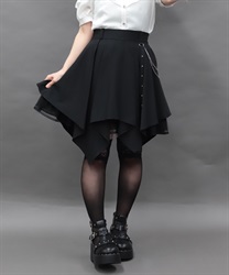 チェーン付イレヘムミニスカート(黒-M)