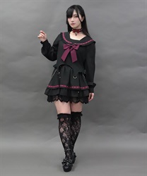 スタッズデザインミニスカート【予約】(ワイン-M)