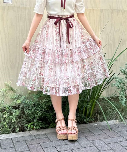 ストライプローズ柄スカート | outlet | axes femme online shop