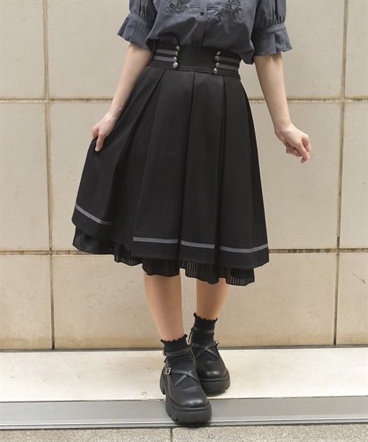 ダブル釦×ストライプ切替スカート【期間限定価格】 | outlet ダブル釦×ストライプ切替スカート【期間限定価格】 | outlet