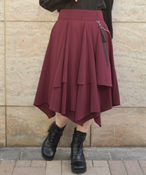 チェーンリボン付イレヘムスカート(ワイン-F)