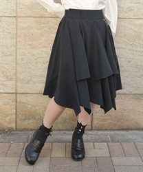 チェーンリボン付イレヘムスカート(黒-F)