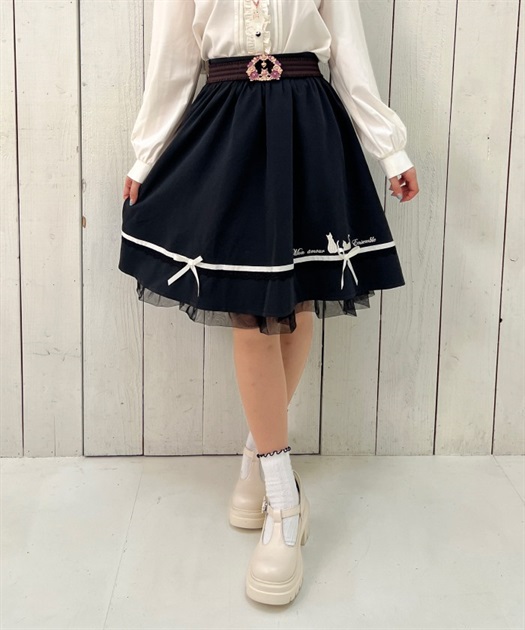 キャットシルエット刺繍スカート | outlet | axes femme online shop キャットシルエット刺繍スカート | outlet | axes femme online shop