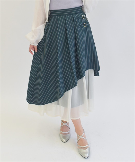 シフォン切替ストライプスカート【期間限定価格】 | outlet シフォン切替ストライプスカート【期間限定価格】 | outlet