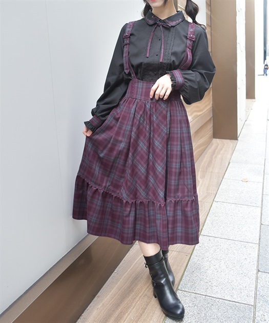 サスペンダー付チェック柄スカート | outlet | axes femme サスペンダー付チェック柄スカート | outlet | axes femme