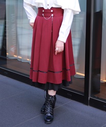 チェーン付き配色使いスカート(ワイン-F)