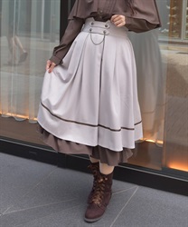 チェーン付き配色使いスカート(ベージュ-F)