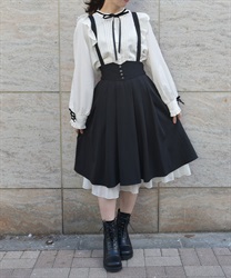 サス付レースアップスカート(黒-F)