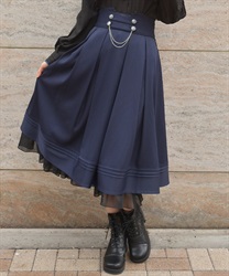 チェーン付ダブルボタンスカート(紺-F)