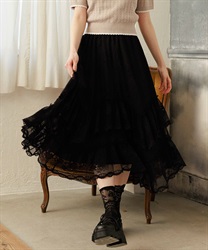レースフリルスカート【予約】(黒-F)