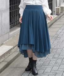 シフォンフリルイレヘムスカート(ブルーグリーン-F)